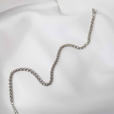 Bransoletka srebrna finezyjny splot ze stali chirurgicznej