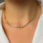 Naszyjnik delikatne turkusowe kwiatuszki stal szlachetna