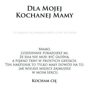 Dedykacja do bizuterii na prezent dla Mamy