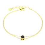 Bransoletka damska złota podwójna z czarnym oczkiem stal chirurgiczna