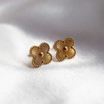 Kolczyki złote z czterolistną koniczynką stal chirurgiczna